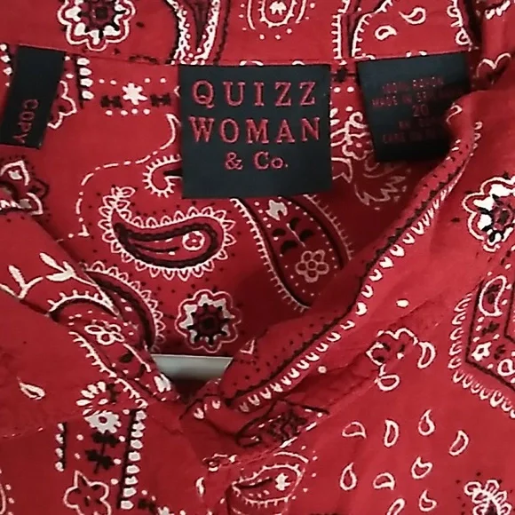 Vintage Quizz & Co Woman Bandana Top Button Up sz 20 or XL - Picture 2 of 4